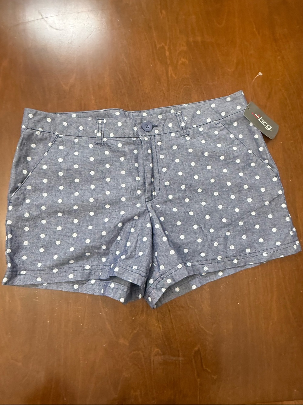 BCG Academy Oxford 4” Polka Dot Shorts Size 12 NWT